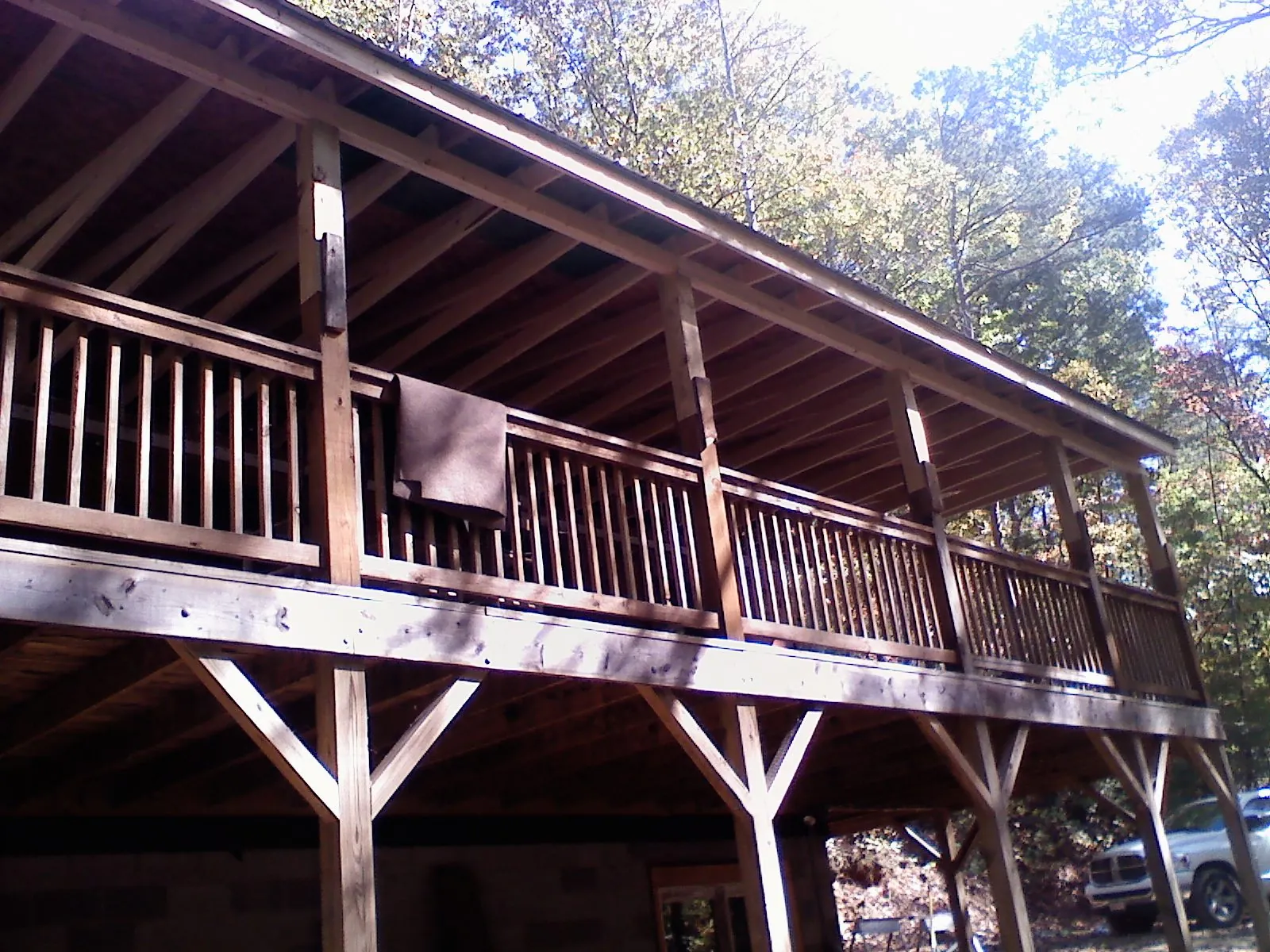 Timber framing under a new elevated porch and deck — Roof Leak Repair in Mount Union by Roofing Brothers